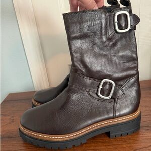 Fabianelli Dark Brown Leather Boots with Buckle